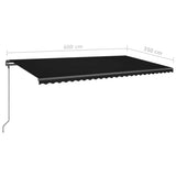 ZNTS Manual Retractable Awning with Posts 6x3.5 m Anthracite 3070279