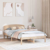Bed Frame with Headboard Natural 135 x 190 cm Solid Pine Wood 872071