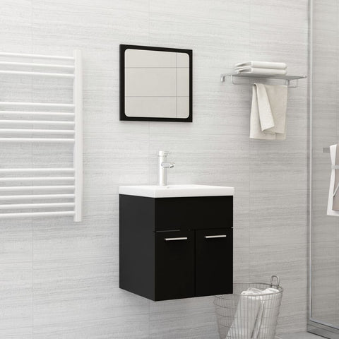 ZNTS Bathroom Furniture Set Black Engineered Wood 3071307