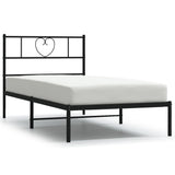 Metal Bed Frame without Mattress with Headboard Black 75x190cm 355453