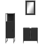 ZNTS 3 Piece Bathroom Furniture Set Black Engineered Wood 3214820