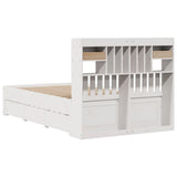 Bookcase Bed without Mattress White 135x190 cm Double Solid Wood Pine 3308976