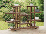 Flower Stand with Wheels 110x25x115 cm Solid Wood Fir 362859