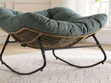 Oversize Rocking Chair Egg-Shaped Wicker Rattan Patio Lounge with Thick Cushion, Perfect for W5807P528179