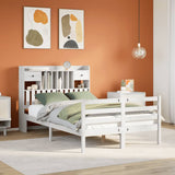 Bookcase Bed without Mattress White 135x190 cm Doouble Solid Wood Pine 3321929