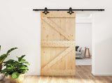 Sliding Door Natural and Black 85 x 210 cm Solid Pine Wood 3445045