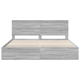 Bed Frame with Drawer Grey Sonoma 200 x 200 cm Engineer Wood 3411087