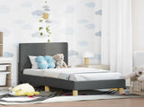 Toddler Bed Frame with Headboard Dark Grey 70 x 140 cm Fabric 42010980
