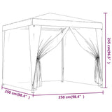 Party Tent with 4 Mesh Sidewalls Anthracite 2.5x2.5 m HDPE 319224