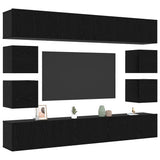 TV Cabinet Set 8 pcs Black Oak Engineered Wood 3332532