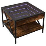 Coffee Table with Infinity LED Smoked Oak 50x50x38 cm 847699