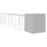 Chicken Cage with Run Light Grey 165x863x181 cm Galvanised Steel 3189116