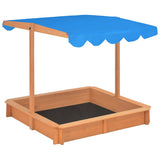 Sandbox with Adjustable Roof Firwood 115x115x115 cm 316473