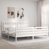 Bed Frame without Mattress White 200x200 cm Solid Wood 3194332