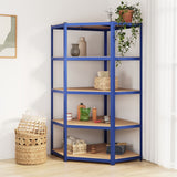 5-Layer Corner Shelf Blue Steel&Engineered Wood 152870