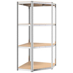 4-Layer Corner Shelf Silver Steel&Engineered Wood 152851