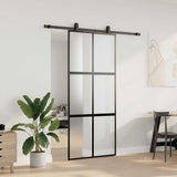 Sliding Door with Hardware Set Black 90x205 cm Tempered Glass 3375821