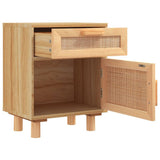 Bedside Cabinet Brown Engineered wood, Solid pinewood, Natural rattan 345610