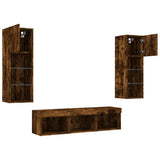 5 Piece TV Wall Units with LED Smoked Oak Engineered Wood 3216601
