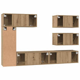 TV Cabinet Set Wall-mounted 6 pcs Artisan Oak Engineered Wood 3393266