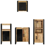 Bathroom Furniture Set 4 pcs Brown and Black Solid Mango Wood 3305634
