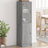 Highboard with Glass Door Grey Sonoma 35x37x142 cm 836446