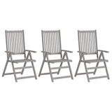 Garden Chair Set of 3 Grey Solid acacia wood 3 pieces Foldable 310618
