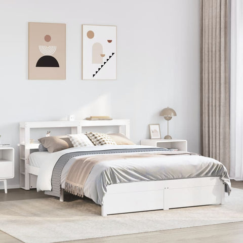 Bed Frame with Headboard without Mattress White 150x200 cm King Size 3305998