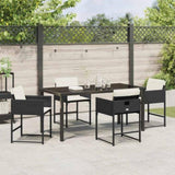 Garden Dining Set 5 pcs Black Poly Rattan 3380715