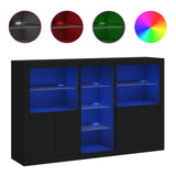 Sideboard Black Engineered wood, glass Large Sideboard 3209171