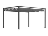 3 x 2m Retractable Roof Gazebo, Wall Mounted Pergola Canopy Garden Shelter for Sun Shade, Grey T3398P310855