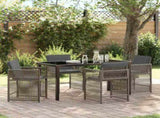 Garden Dining Set 5 pcs Grey Poly Rattan 3380778
