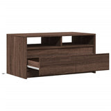 Coffee Table with LED Lights Brown Oak Engineered Wood 851997