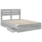 Bed Frame with Drawer Grey Sonoma 140 x 190 cm Engineer Wood 3411508