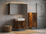 Bathroom Furniture Set 4 pcs Old Wood Engineered Wood and Glass 3407437