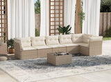 7 Piece Garden Sofa Set with Cushions Beige Poly Rattan 3217668