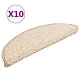 Stair Mats 10 pcs 56x17x3 cm Cream Half Round 149791