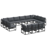 Garden Sofa Set with Cushion 13 pcs Black Aluminium 3378926