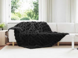 Anti-Slip Faux Rabbit Fur Blanket Olite Black 150 x 220 cm 42021834