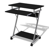 Computer Desk Black Particle Board, Powder-Coated Steel Compact 20051