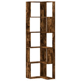Corner Bookcase 5-Tier Smoked Oak 50x50x179 cm Engineered Wood 852586
