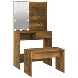 Dressing Table Set with LED Smoked Oak Engineered Wood 3114112