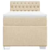 Box Spring Bed with Mattress Cream 90x200 cm Fabric 3285783