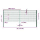 Fence Panel with Posts Iron 349x120 cm Green 278662