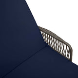 Sun Lounger Reclining 3 pcs Grey and Navy Blue Poly Rattan 365438