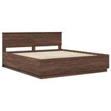 Bed Frame with Headboard Brown Oak 200 x 200 cm Engineered Wood 3408046