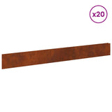 Lawn Edging 20 pcs 100 x 12 cm Steel Rusty 8008809