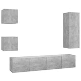 5 Piece TV Cabinet Set Concrete Grey Engineered Wood 3079116