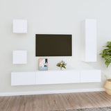 5 Piece TV Cabinet Set White Engineered Wood 3114446