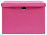 Storage Boxes with Lids 10 pcs Pink 32x32x32 cm Fabric 288348